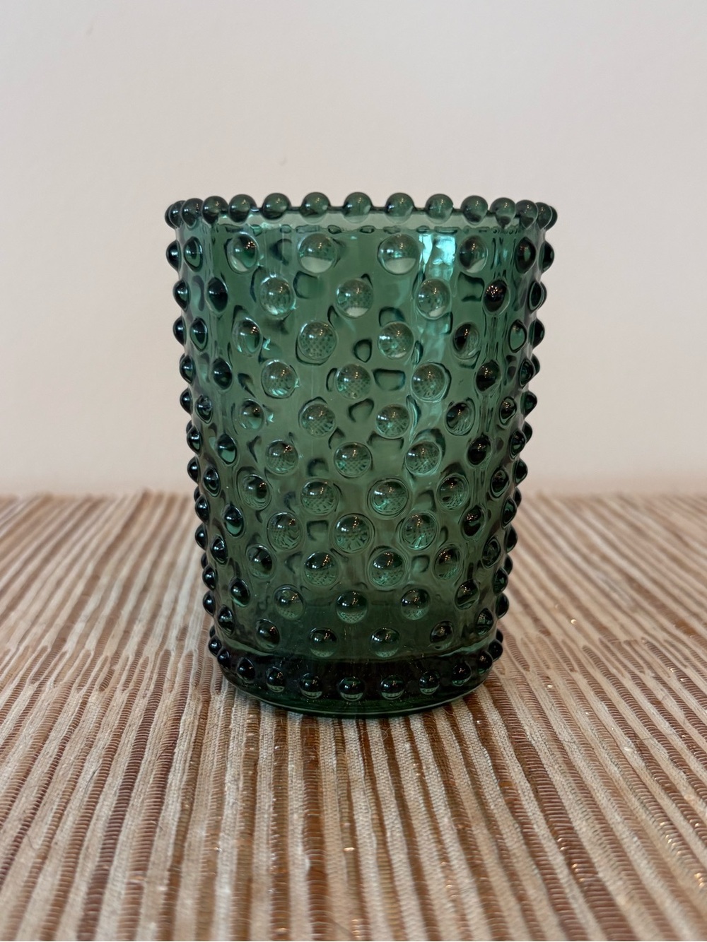 Textured Green Hobnail Glass Tumbler